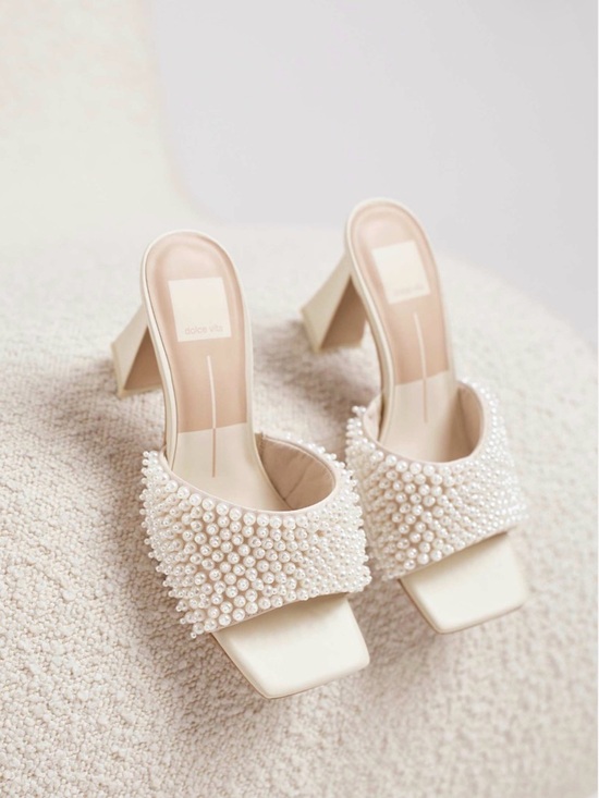 Dolce Vita Shoes - Dolce Vita Nandy Pearl Vanilla Bridal Heel - Faux Pearl Stral Mule - Sz 10.5 NIB